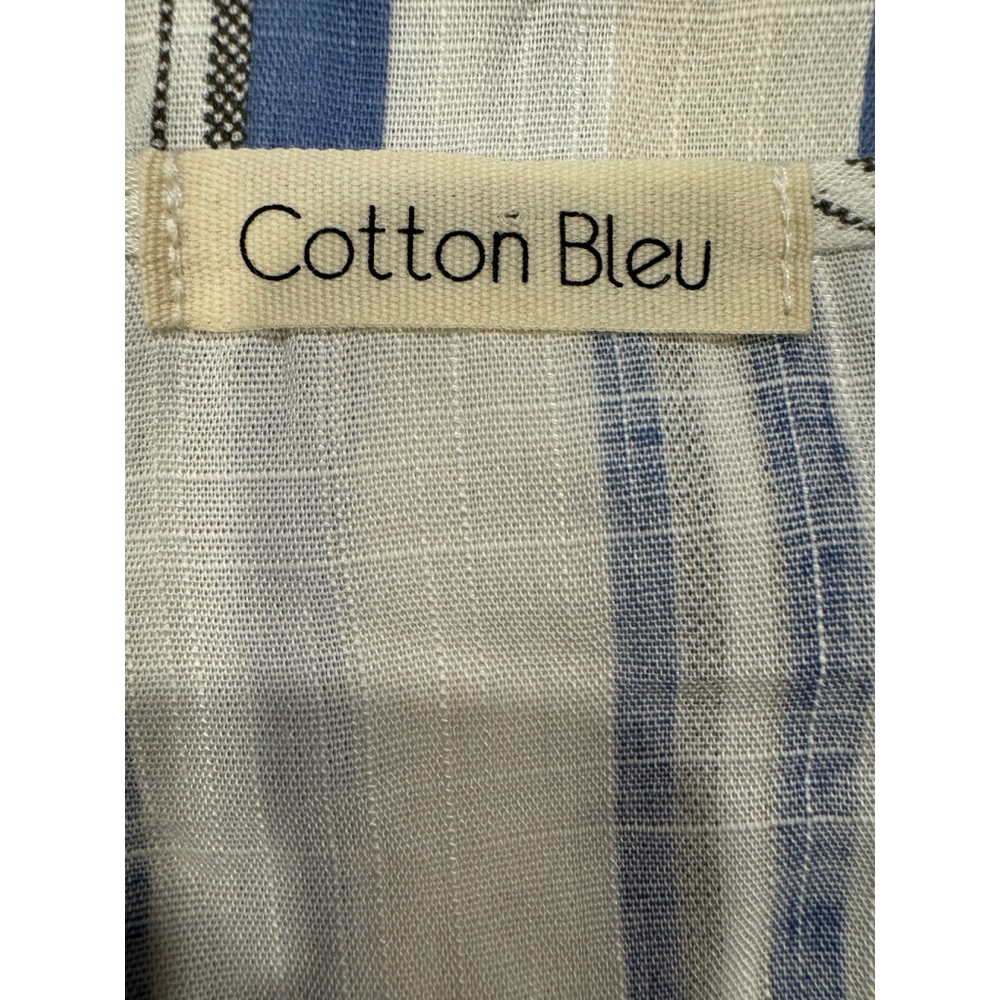 Cotton Bleu Striped Blouse with Front Knot, SZ M NWOT - Picture 10 of 11